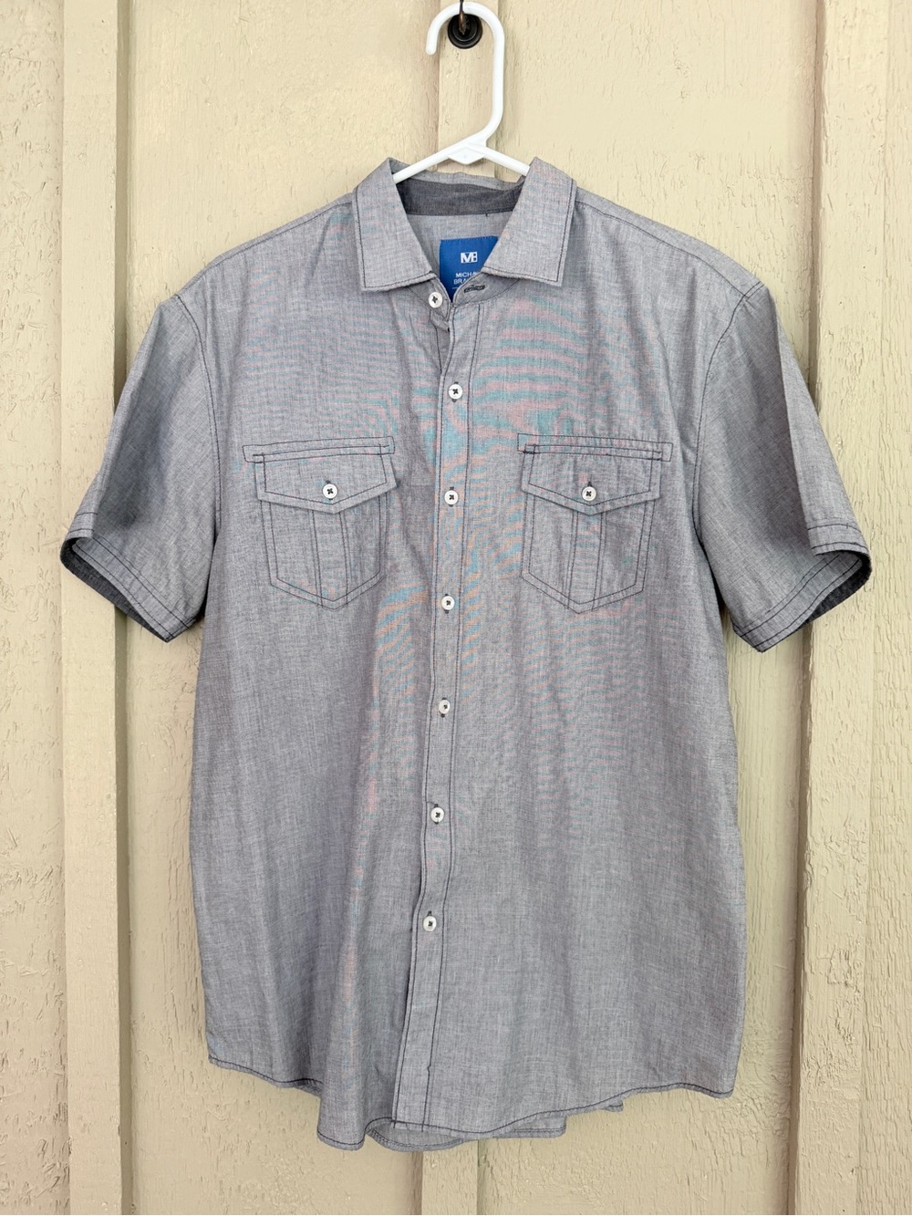 Men's Short-Sleeve Button-Up Shirt - Blue-Gray